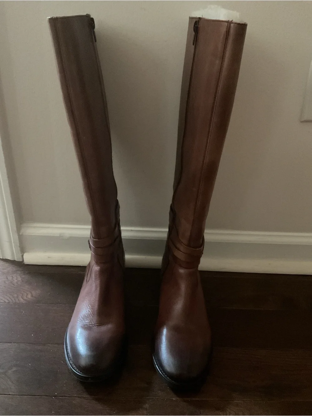 Arturo Chiang Brown Leather Over-the-Knee Buckle Boots